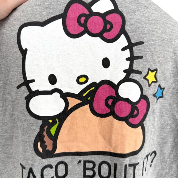 Sanrio Hello Kitty Short Sleeve Top Size XL Do You Wanna Taco 'Bout It? Gray EUC - Picture 5 of 9